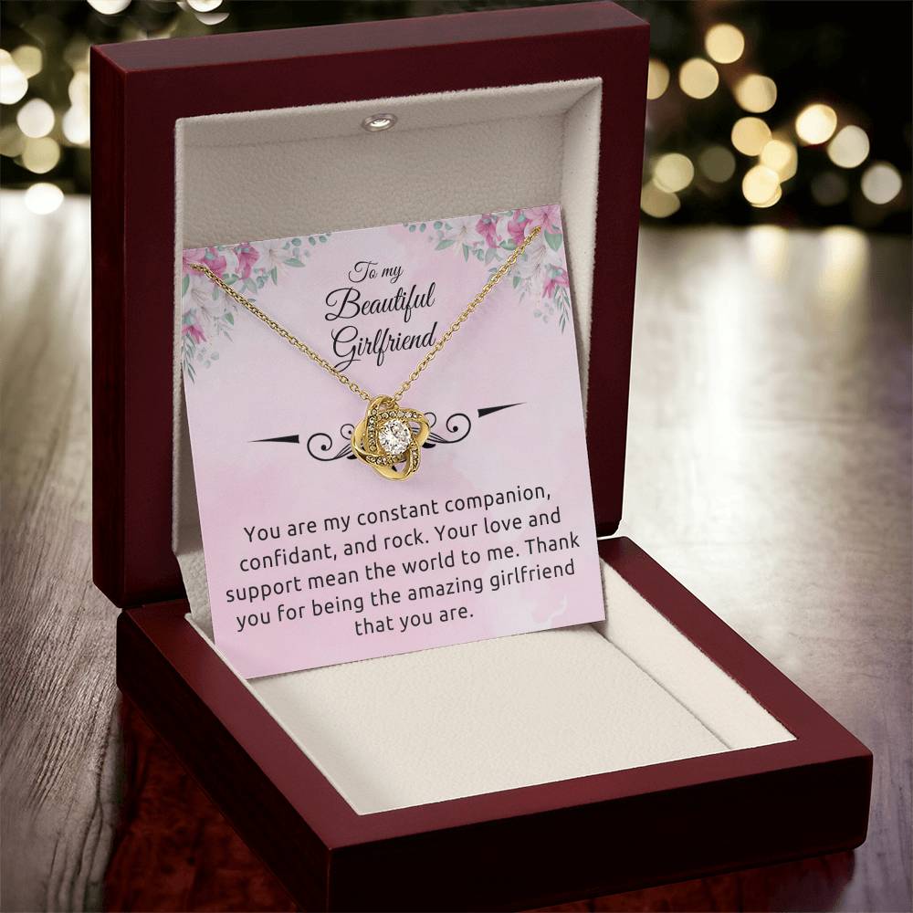 To My Girlfriend "Your Are My Rock" Knot Necklace