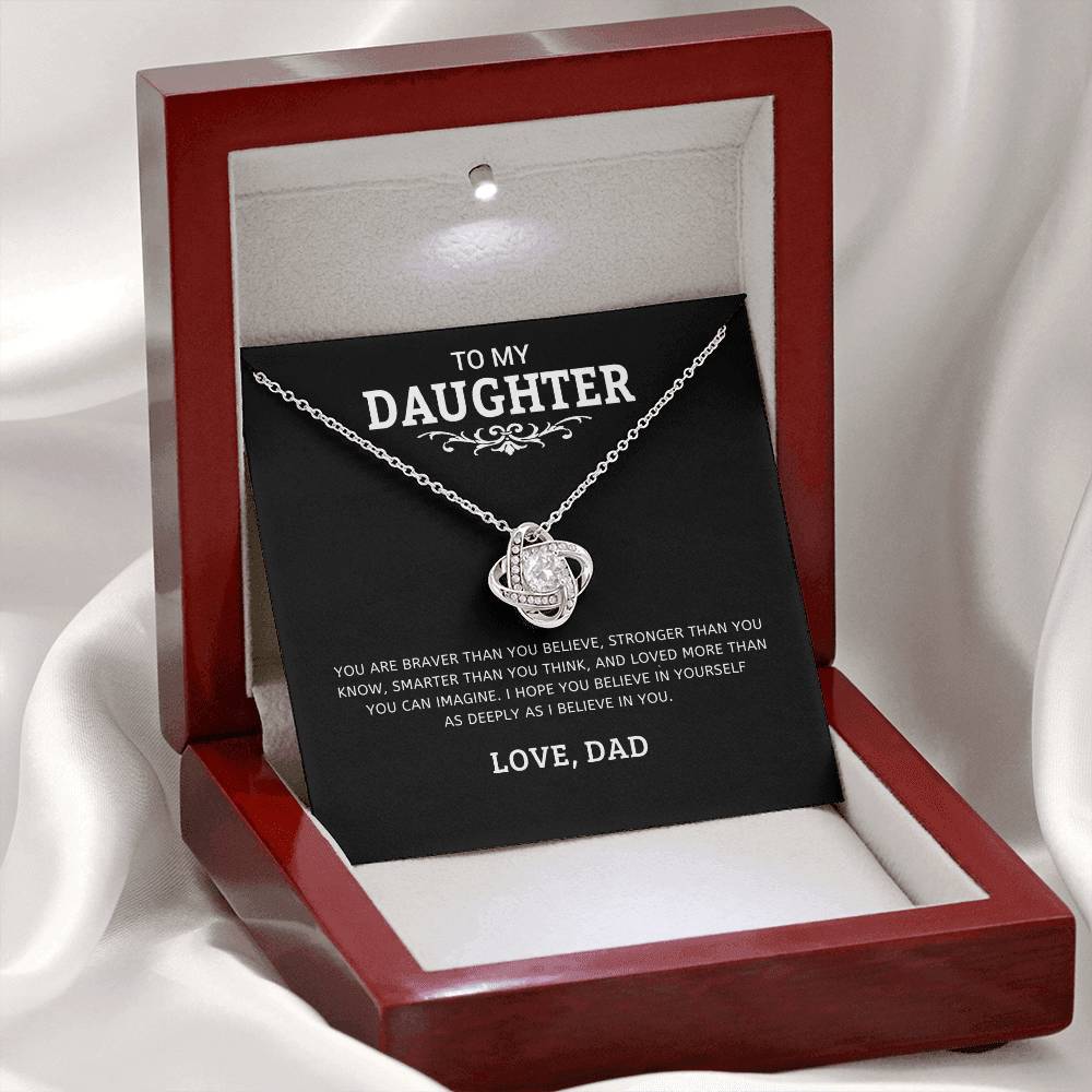 To My Daughter "I Believe In You" Knot Necklace