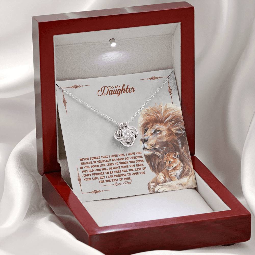 To My Beautiful Daughter "Never Forget That I Love You" Knot Necklace