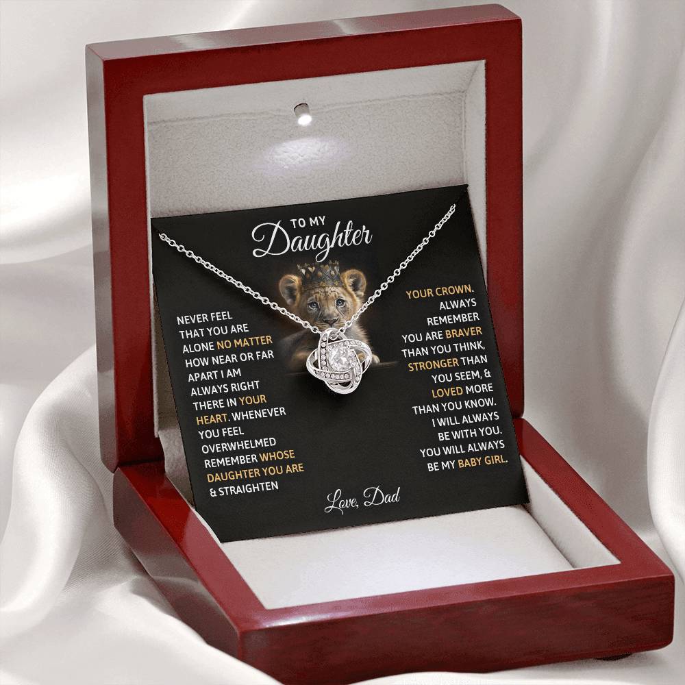 To My Daughter "You Will Always Be My Baby Girl" Knot Necklace