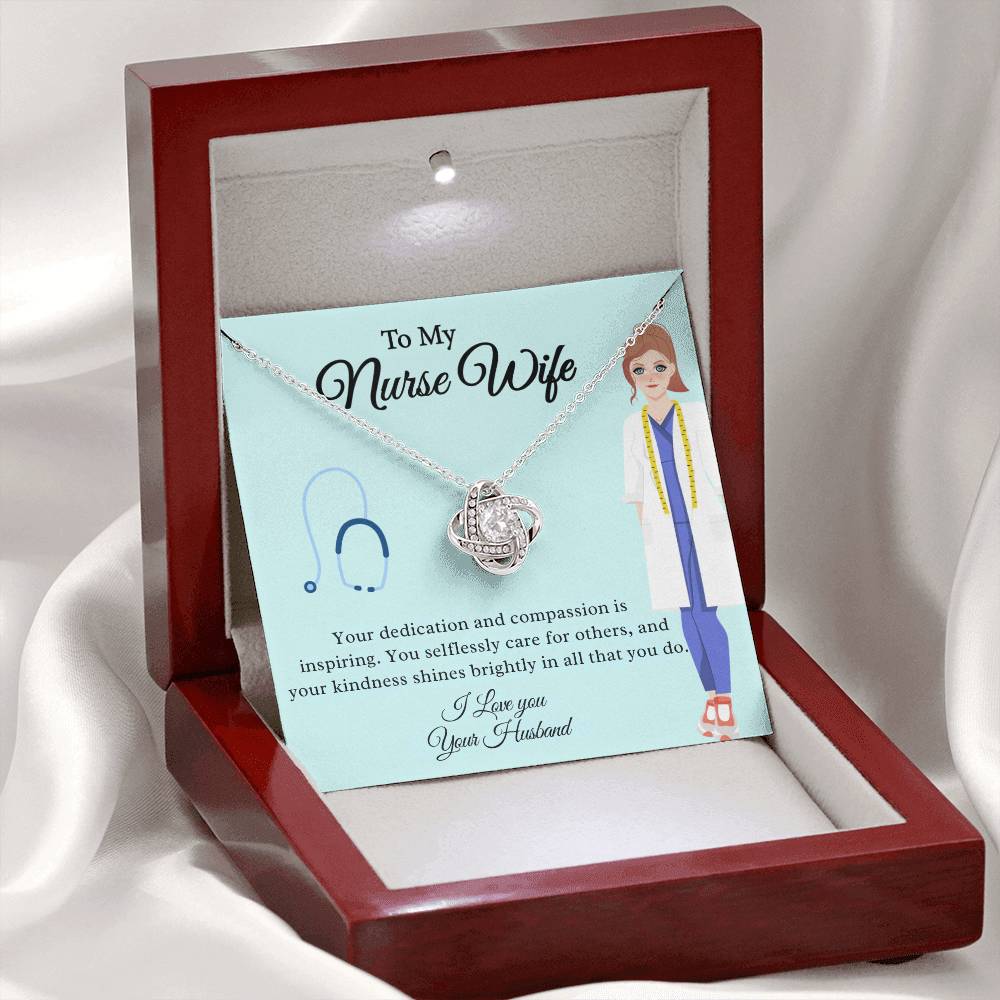 To My Nurse Wife "Your Kindness Shines Brightly" Knot Necklace