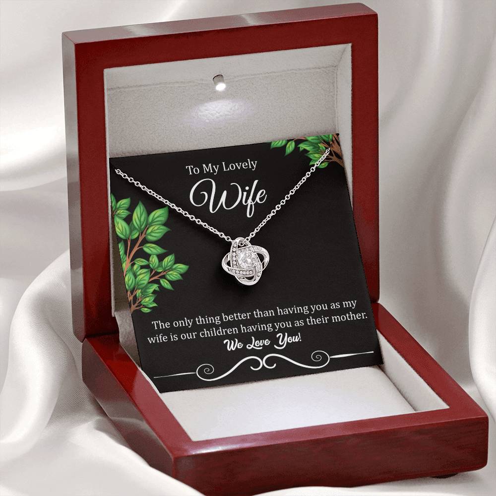 To My Lovely Wife "We Love You" Knot Necklace
