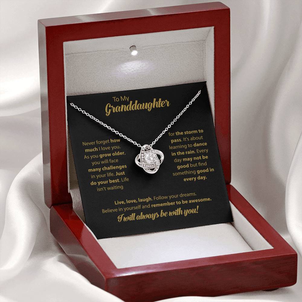 To My Granddaughter "Dance In The Rain" Knot Necklace