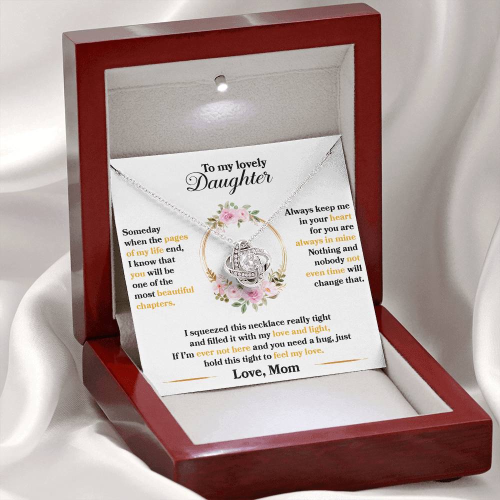 To My Lovely Daughter "Hold This Tight To Feel My Love" Knot Necklace