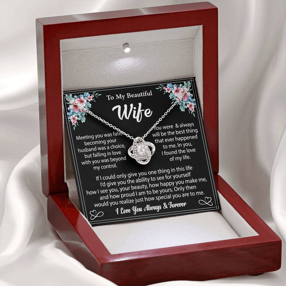 To My Wife "I Love You Always And Forever" Knot Necklace