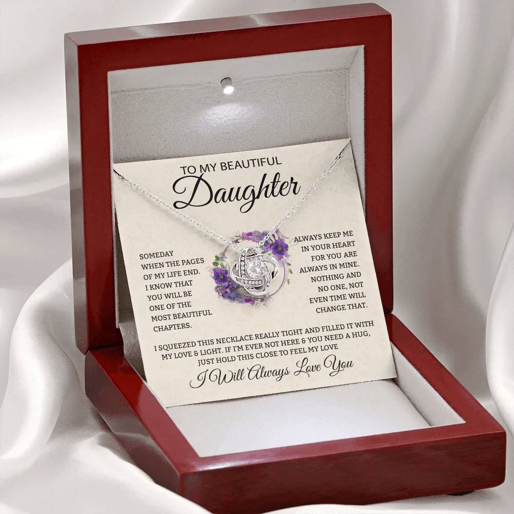 To My Daughter "I Will Always Love You" Knot Necklace