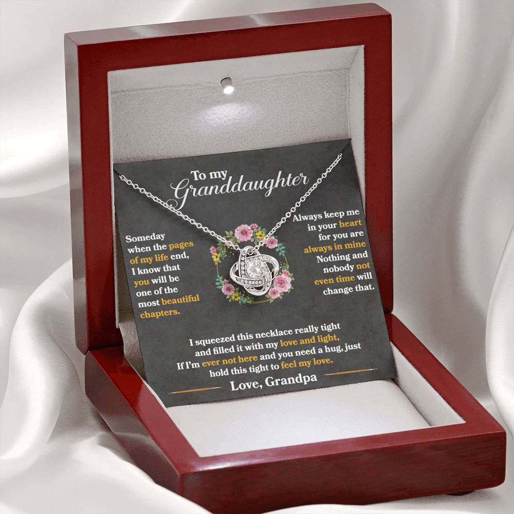 To My Granddaughter "Hold This Tight To Feel My Love" Knot Necklace