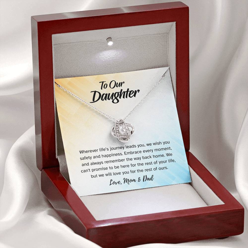 Gift For Daughter "We Wish You Happiness" Knot Necklace