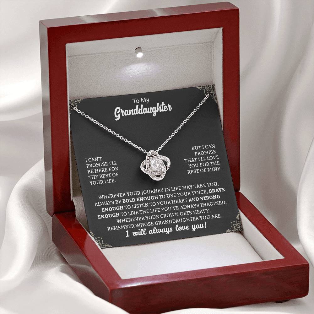 To My Granddaughter "Remember Who's Granddaughter You Are" Knot Necklace