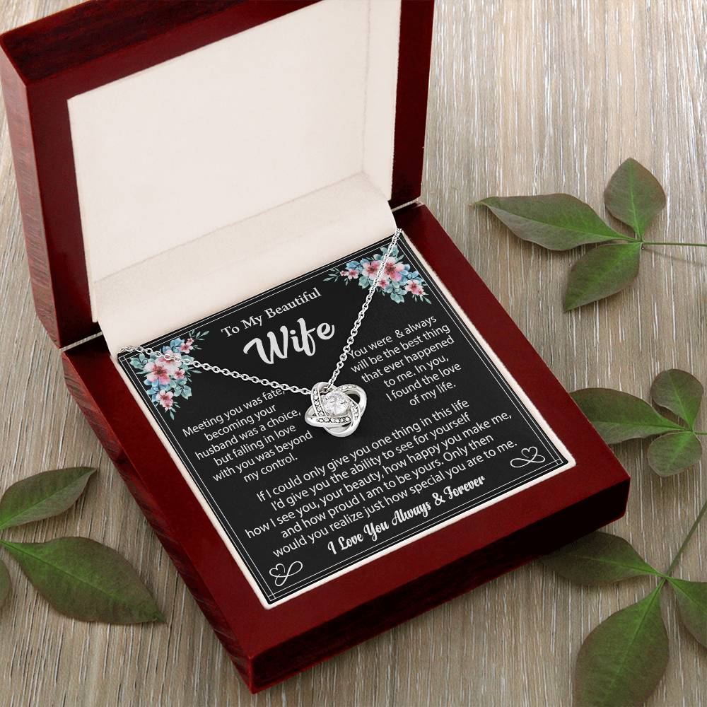 To My Wife "I Love You Always And Forever" Knot Necklace