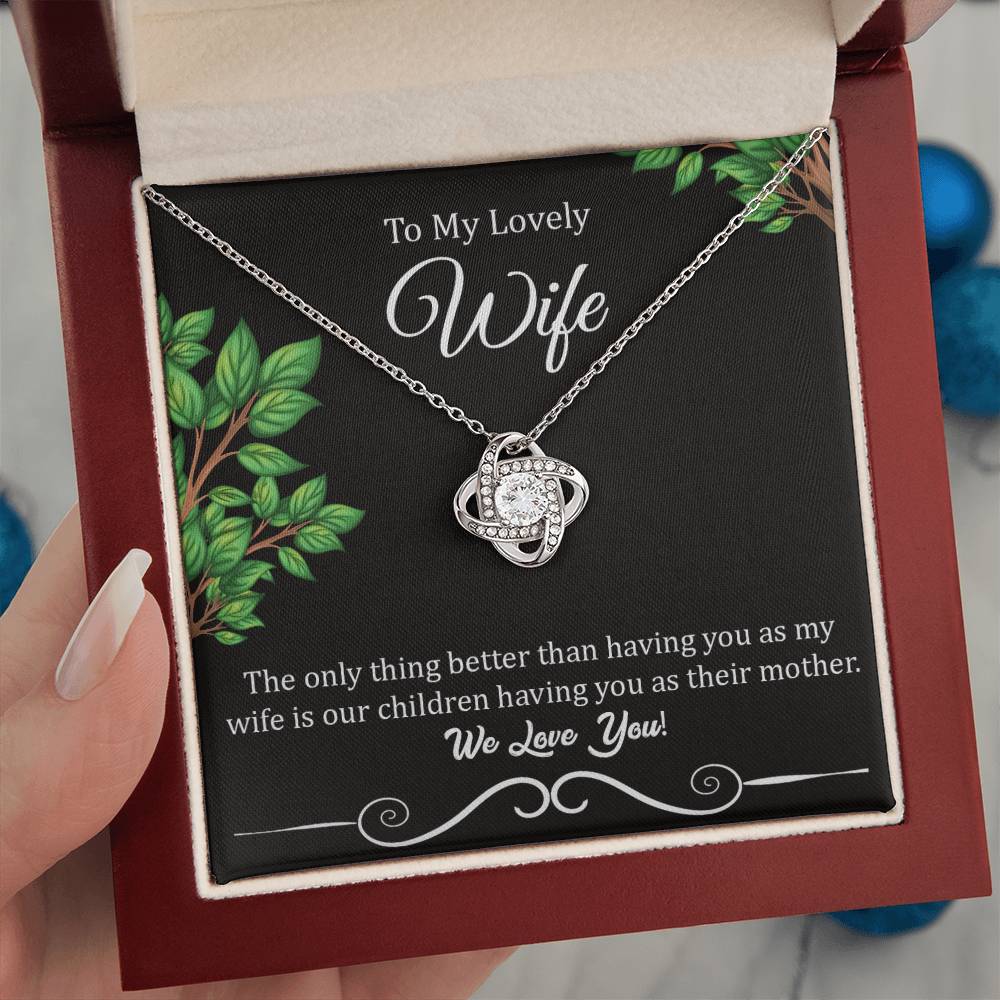 To My Lovely Wife "We Love You" Knot Necklace