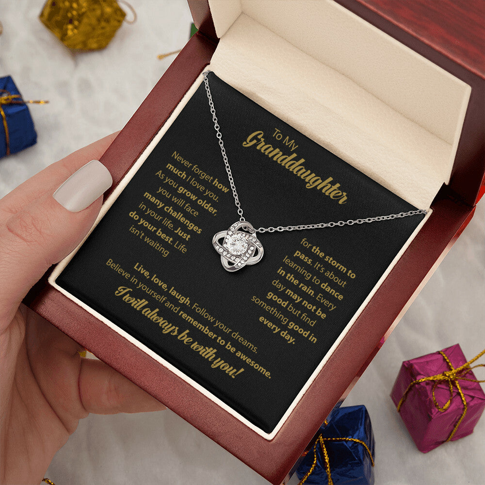 To My Granddaughter "Dance In The Rain" Knot Necklace