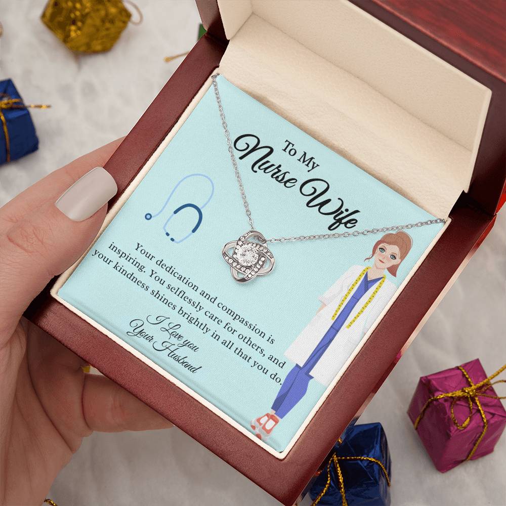 To My Nurse Wife "Your Kindness Shines Brightly" Knot Necklace