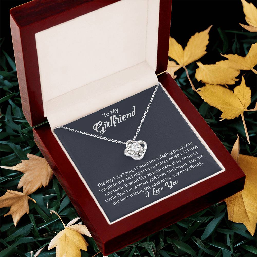 To My Girlfriend "You Complete Me" Knot Necklace