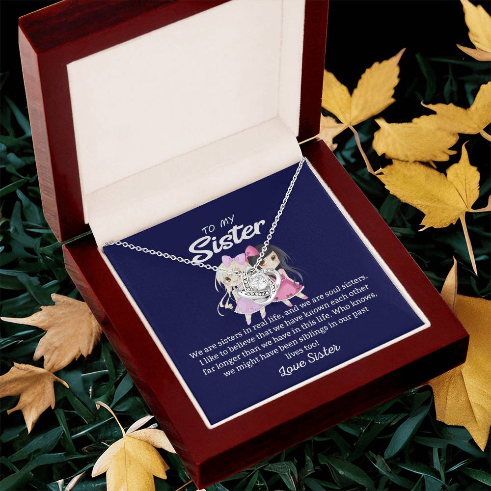 To My Sister "We Are Sisters" Knot Necklace
