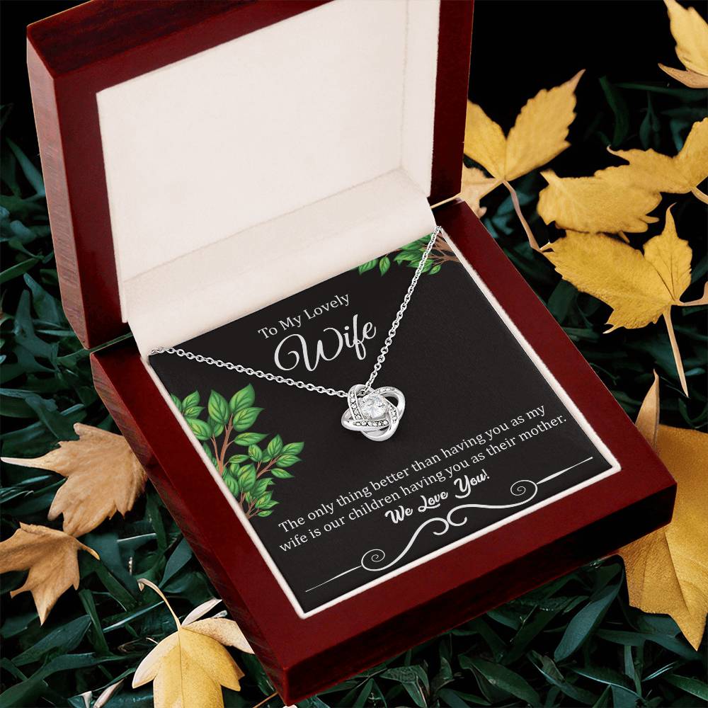 To My Lovely Wife "We Love You" Knot Necklace
