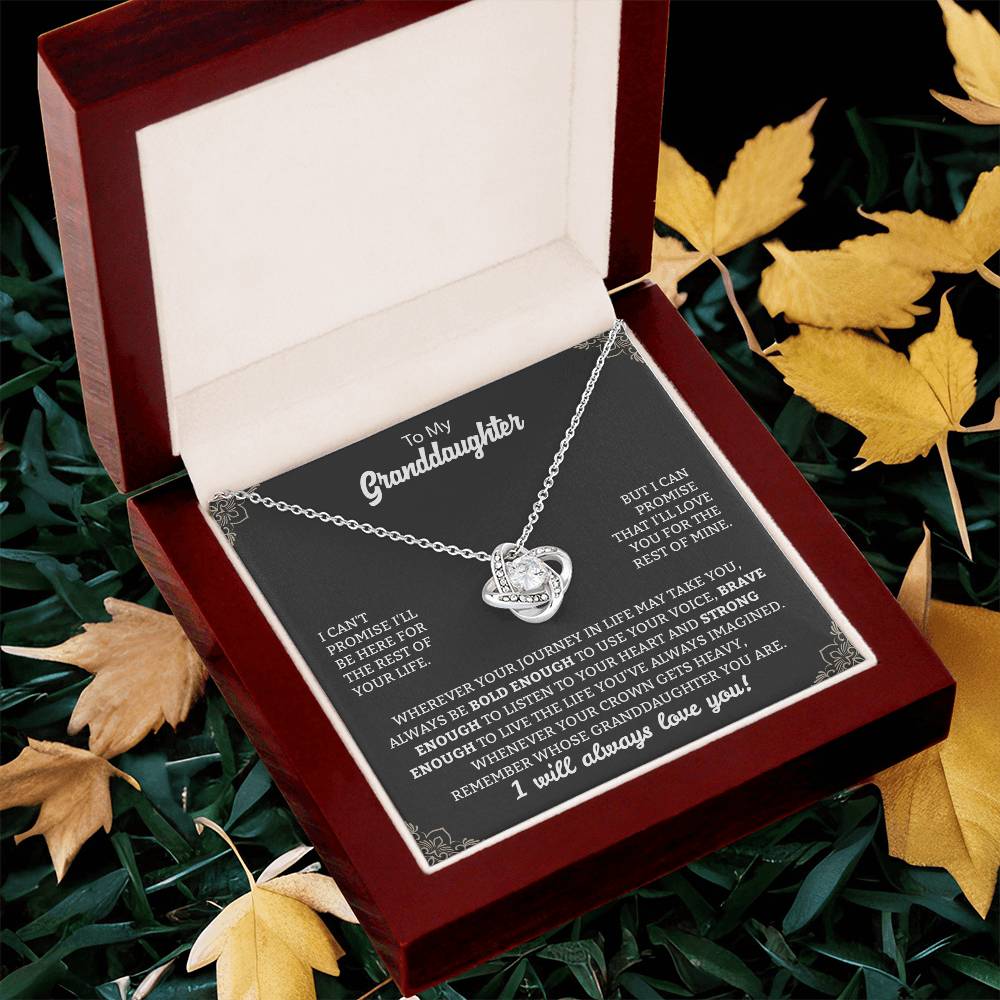 To My Granddaughter "Remember Who's Granddaughter You Are" Knot Necklace