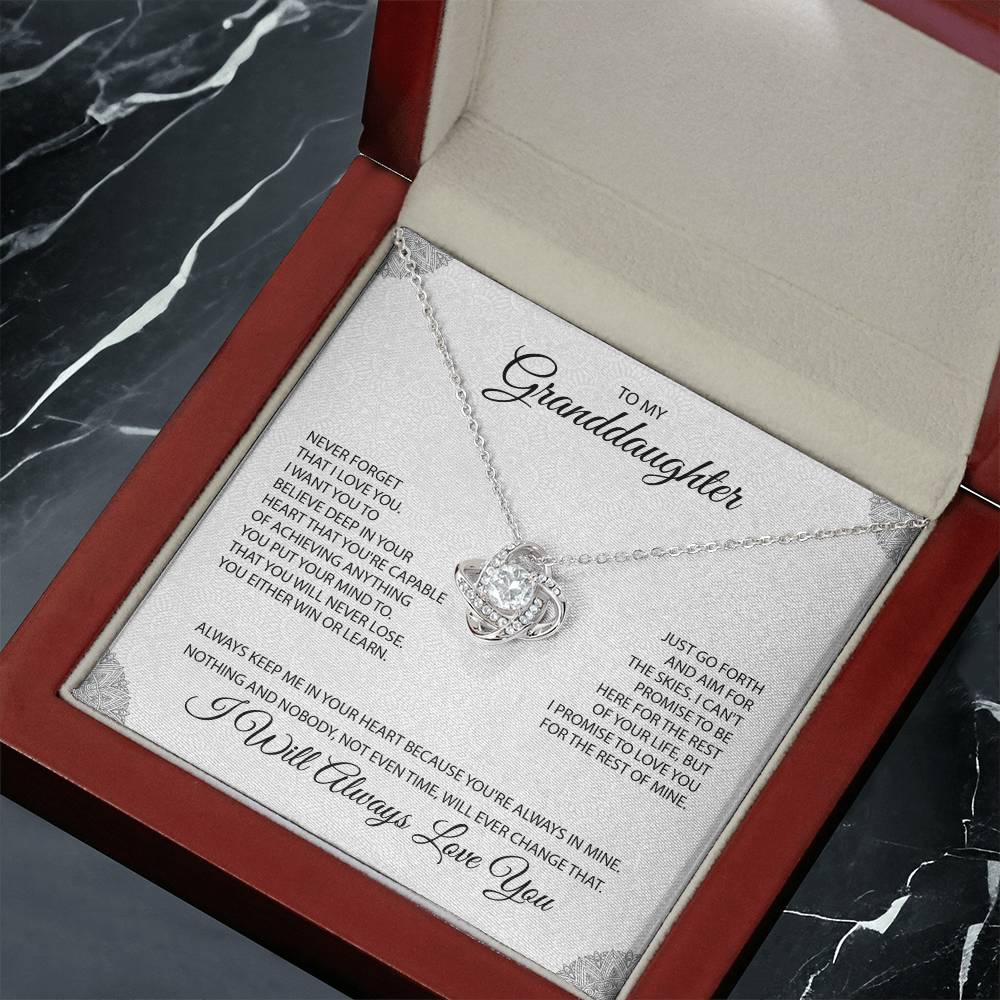 To My Granddaughter "You're Always In My Heart" Knot Necklace