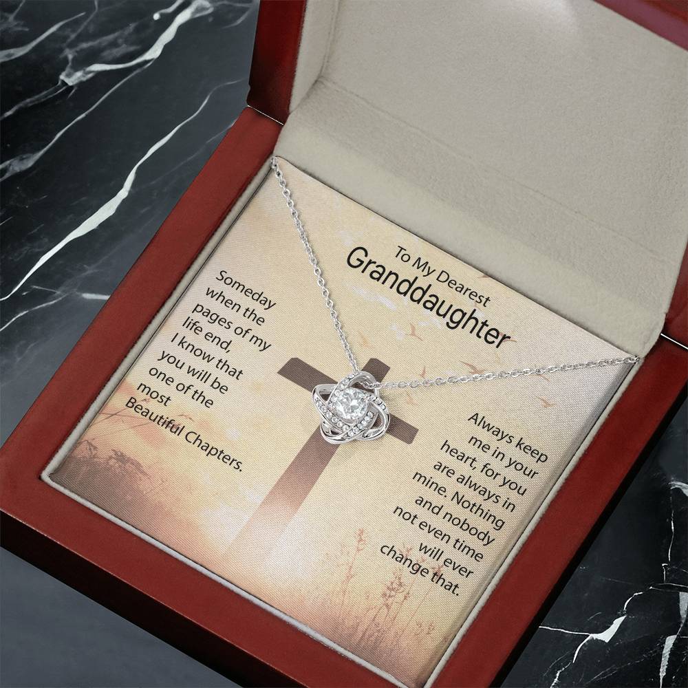To My Granddaughter "Always Keep Me In Your Heart" Knot Necklace