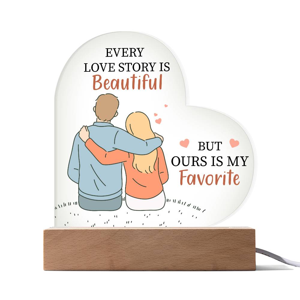 Gift For Wife or Girlfriend - Favorite Love Story Printed Heart Acrylic Plaque