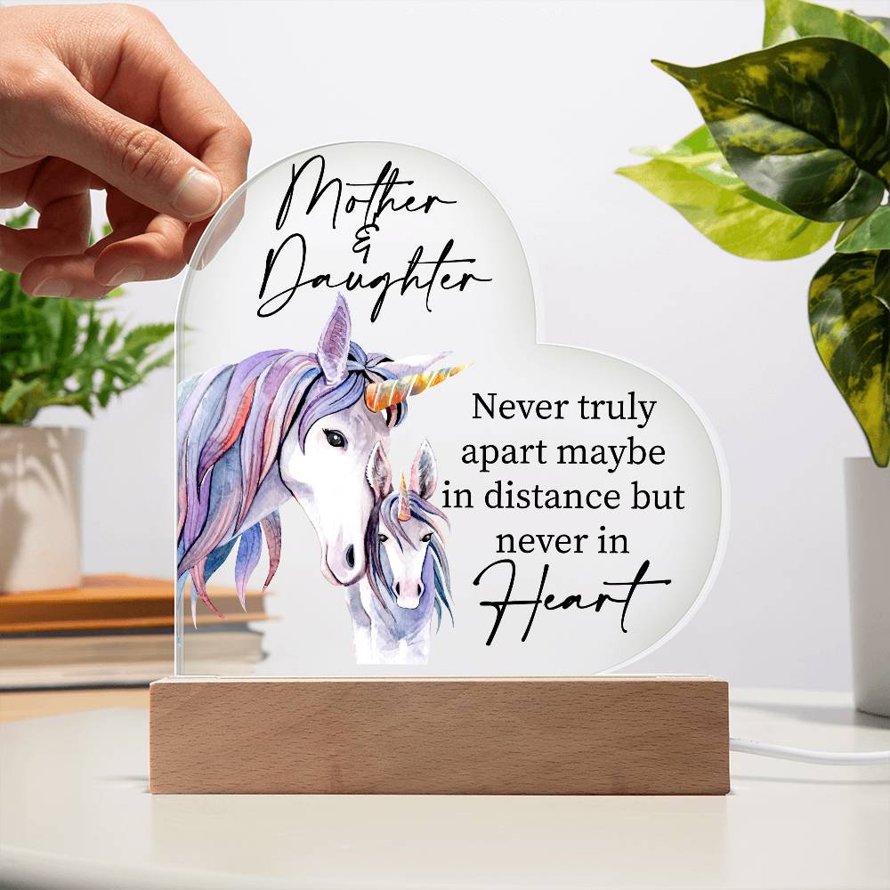 Gift For Mother or Daughter "Never Truly Apart" Heart Acrylic Plaque