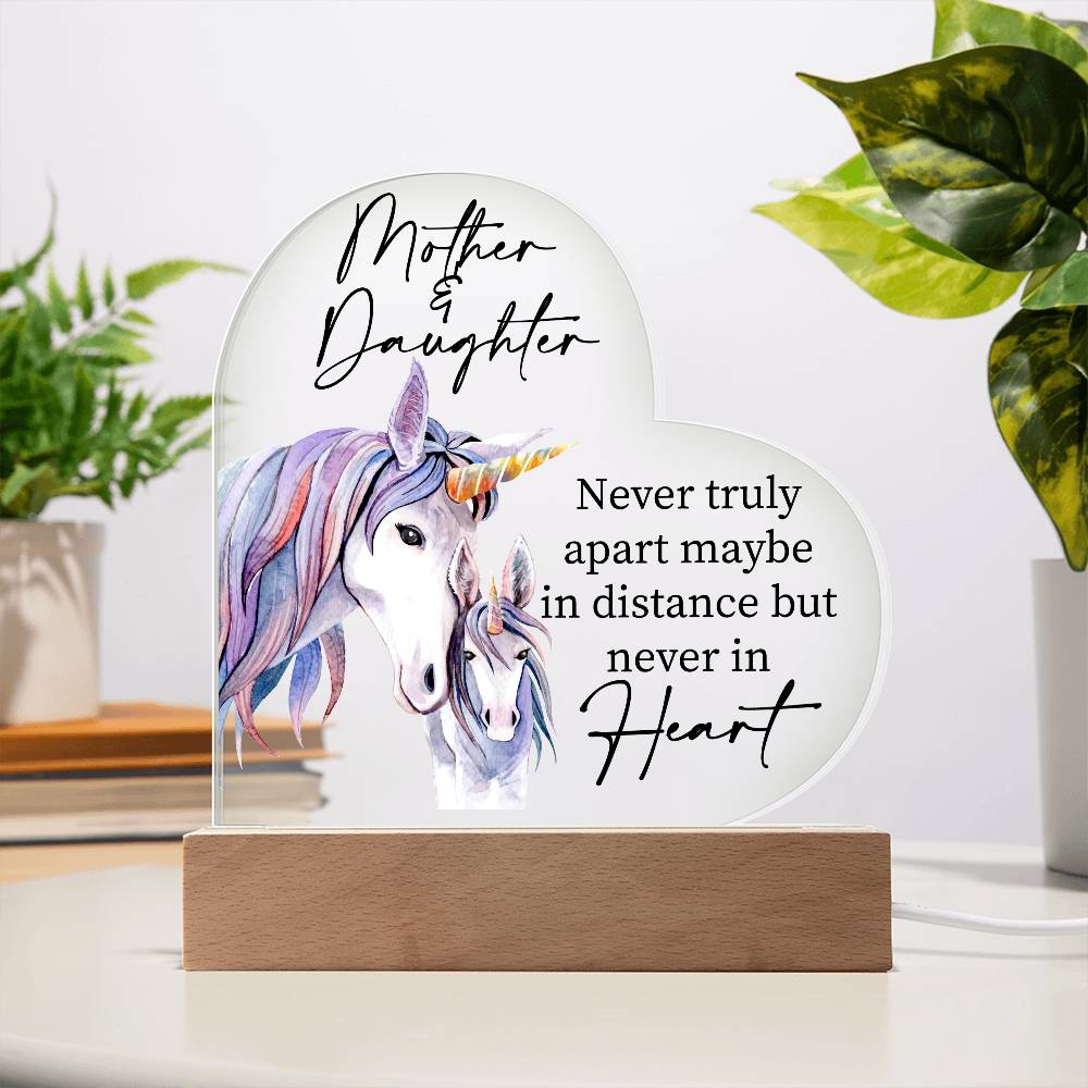 Gift For Mother or Daughter "Never Truly Apart" Heart Acrylic Plaque