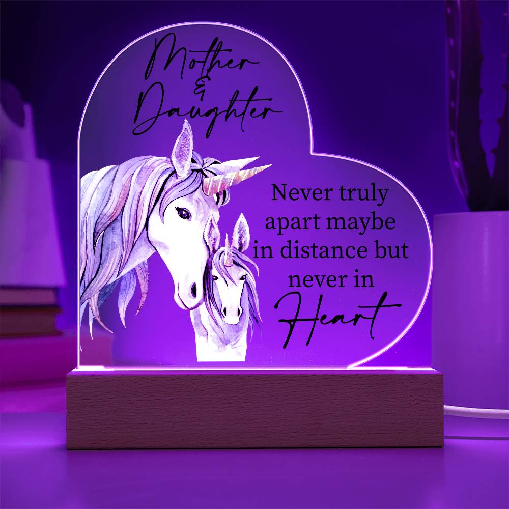 Gift For Mother or Daughter "Never Truly Apart" Heart Acrylic Plaque