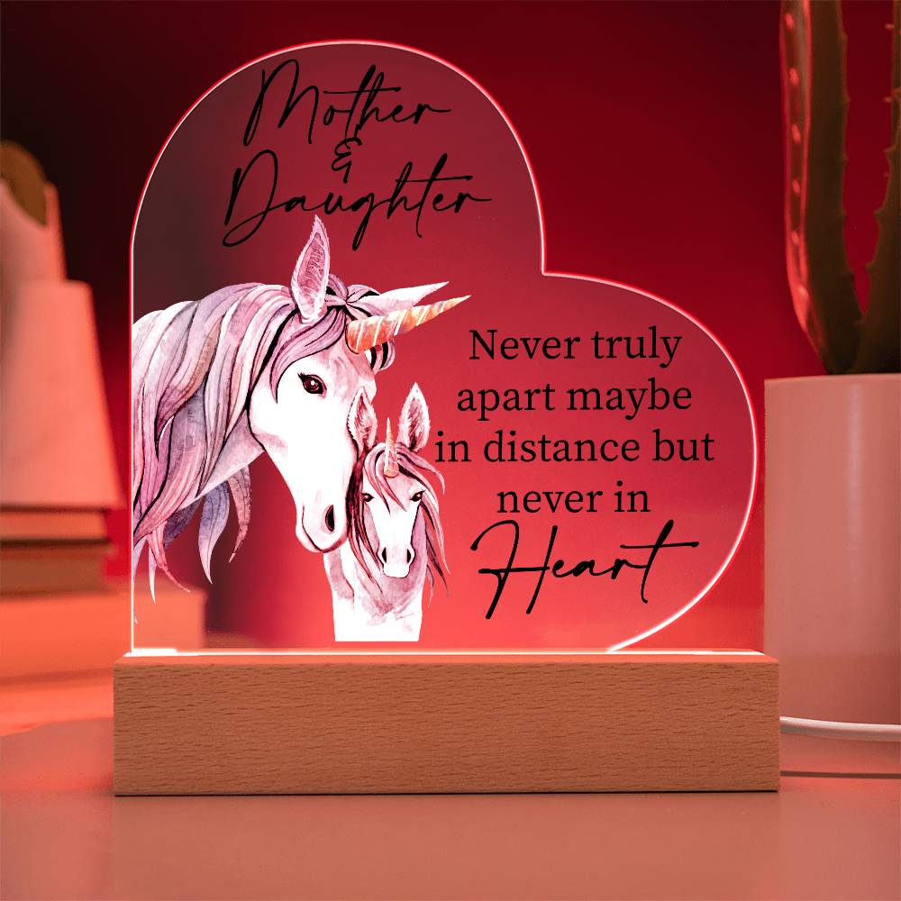 Gift For Mother or Daughter "Never Truly Apart" Heart Acrylic Plaque
