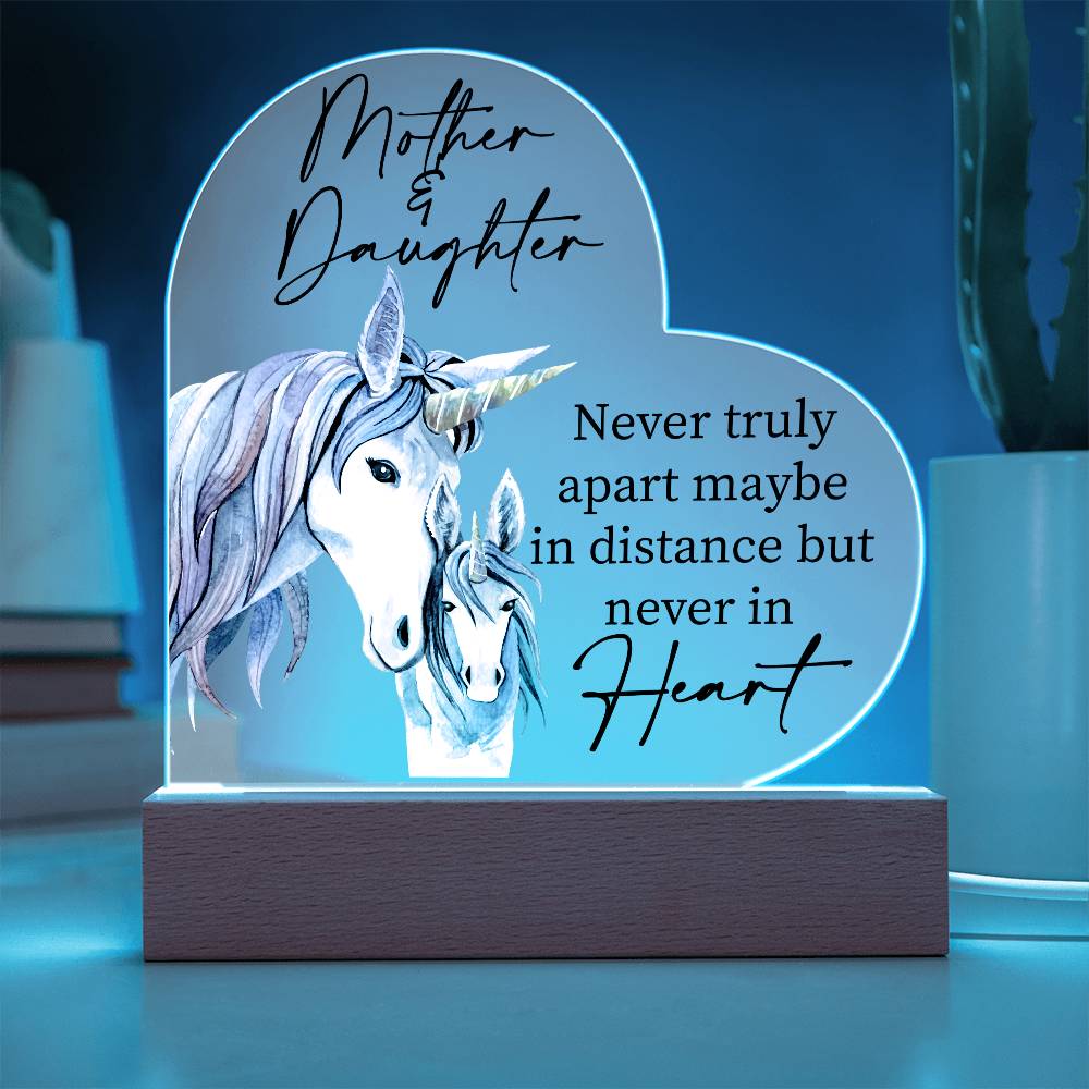 Gift For Mother or Daughter "Never Truly Apart" Heart Acrylic Plaque