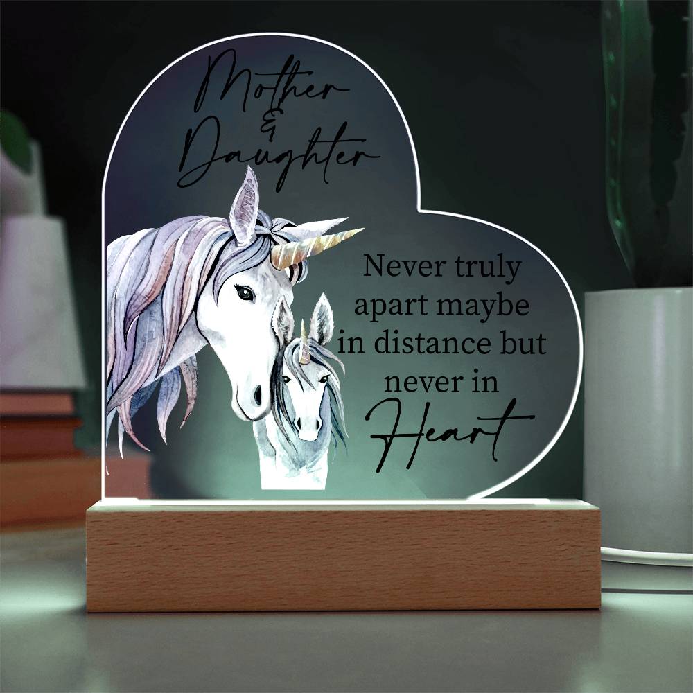 Gift For Mother or Daughter "Never Truly Apart" Heart Acrylic Plaque