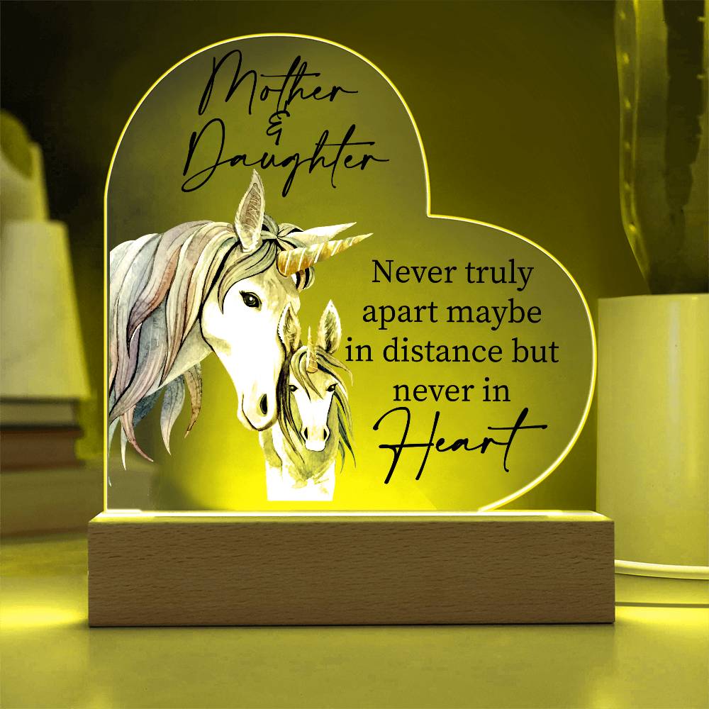 Gift For Mother or Daughter "Never Truly Apart" Heart Acrylic Plaque
