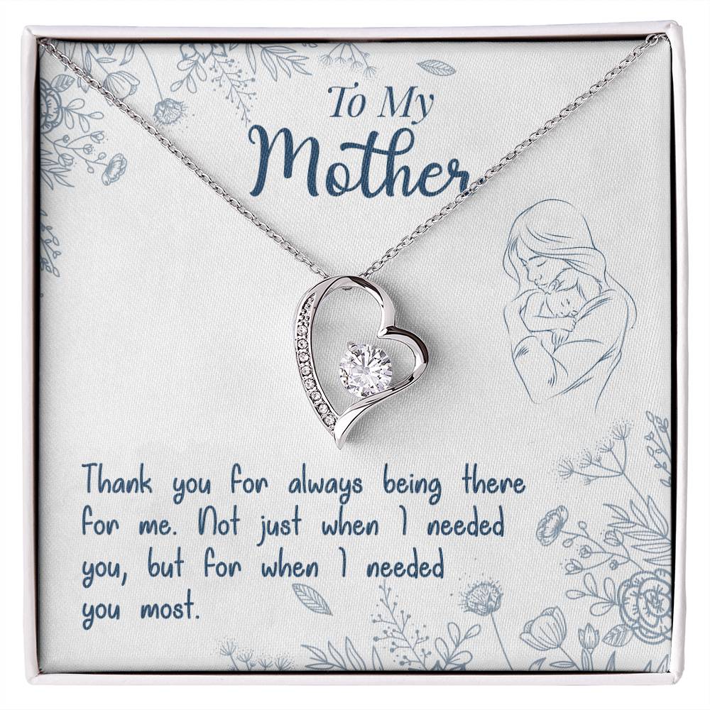To My Mother "Thank You For Always Being There" Heart Necklace
