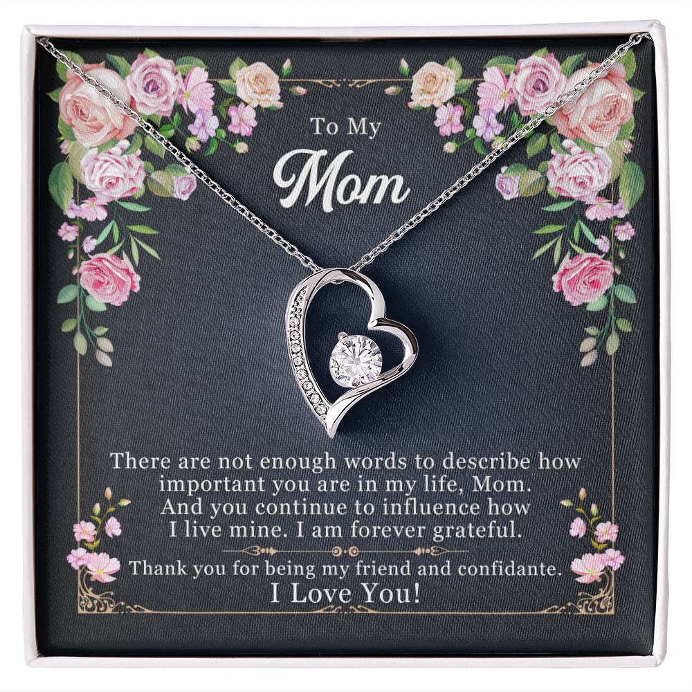 To My Mom "Thank You For Being My Friend" Heart Necklace