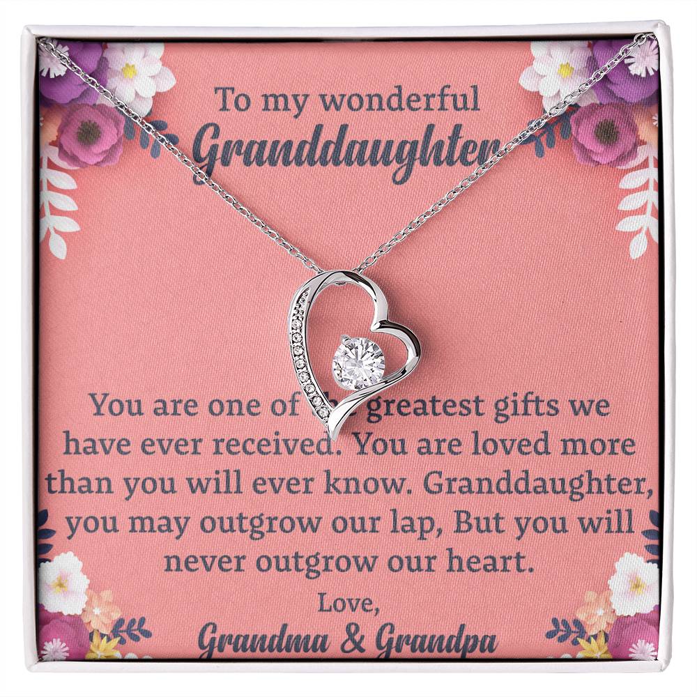 To My Granddaughter "You Will Never Outgrow Our Heart" Necklace