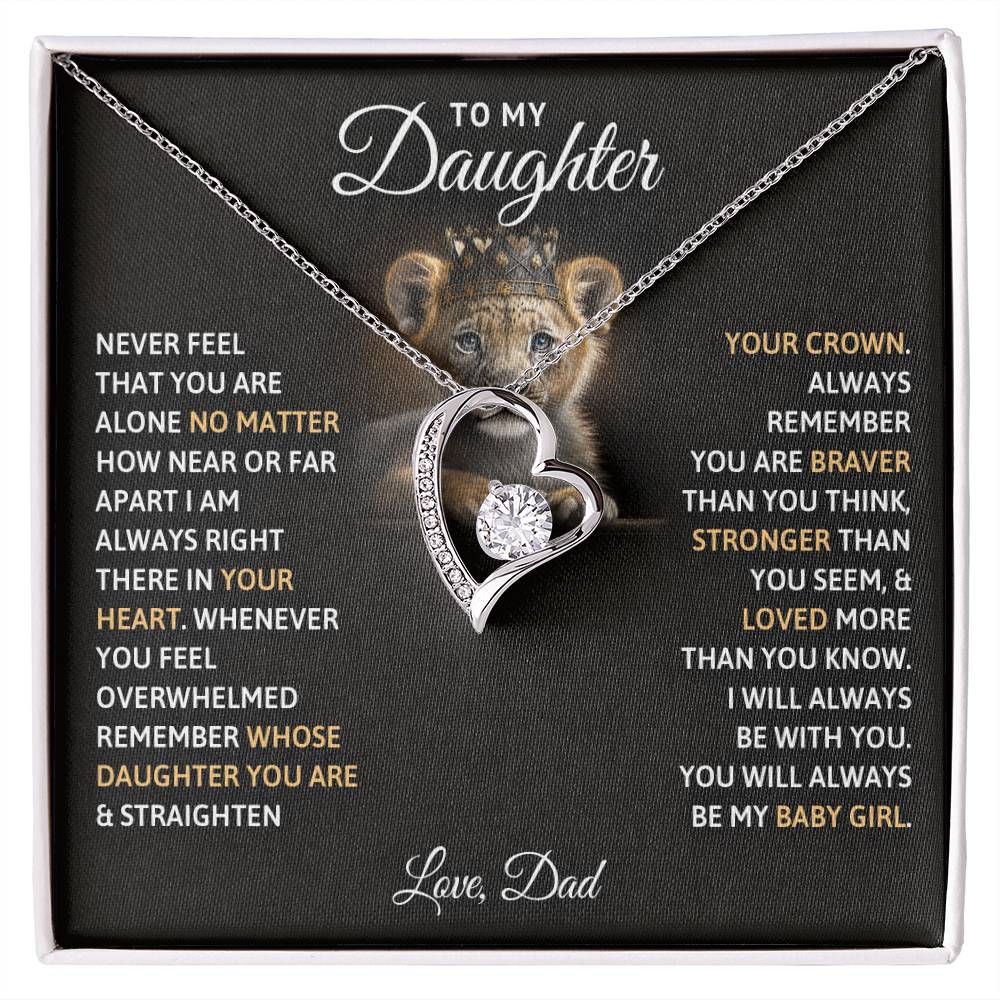 To My Daughter "You Will Always Be My Baby Girl" Heart Necklace