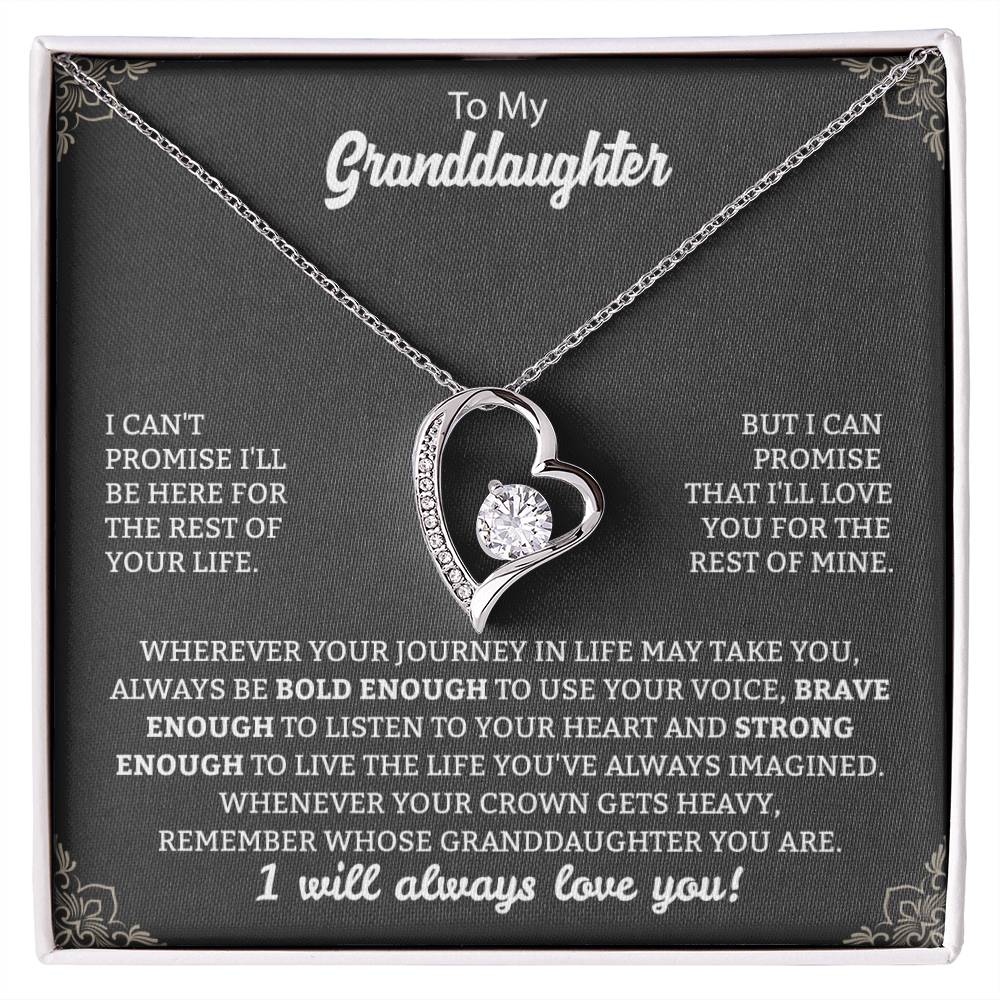 To My Granddaughter "Remember Who's Granddaughter You Are" Heart Necklace