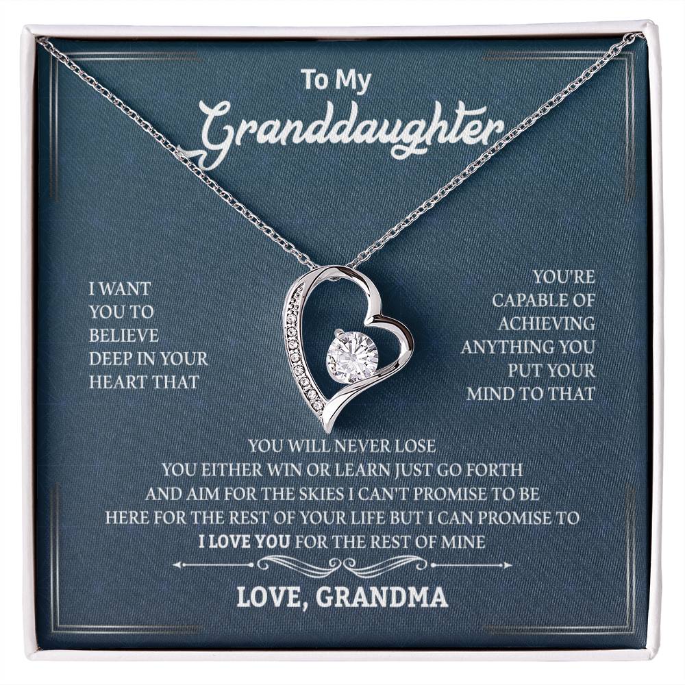 To My Granddaughter "You Will Never Lose" Heart Necklace
