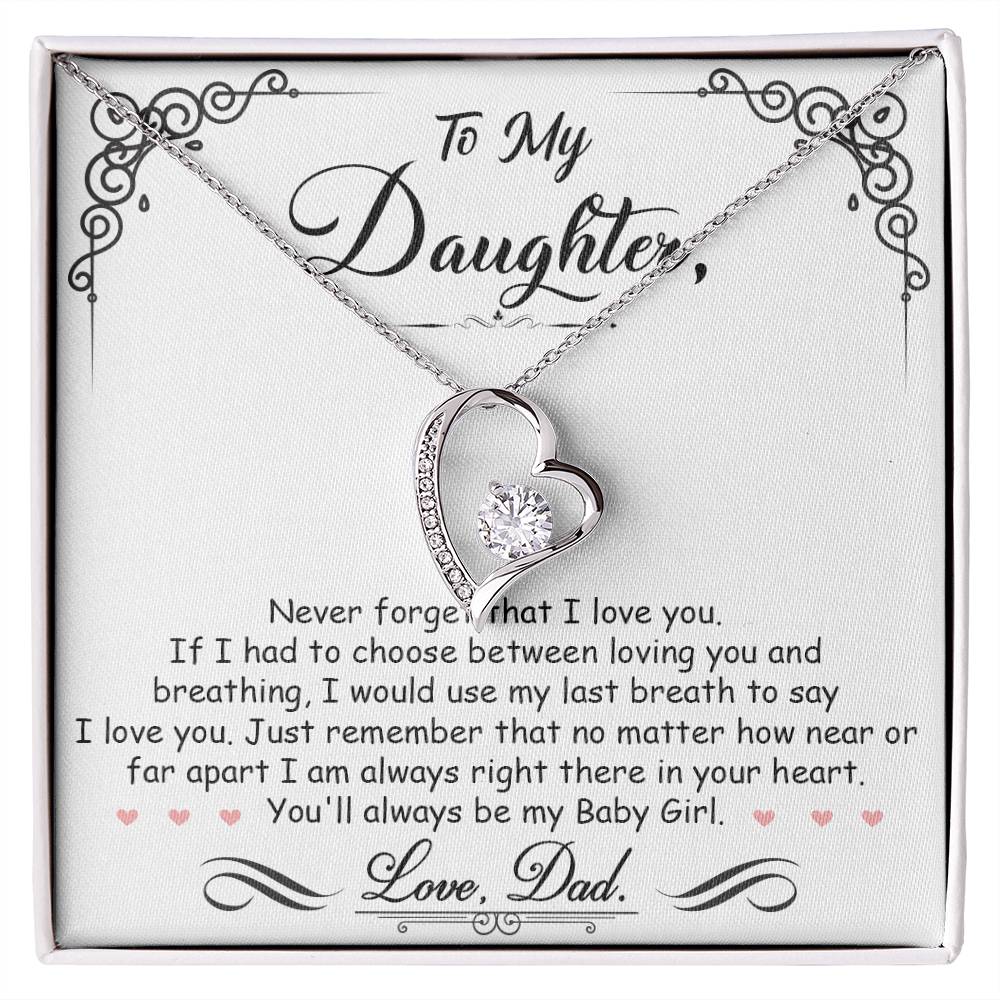 To My Daughter "I'm Always Right Here In Your Heart" Necklace