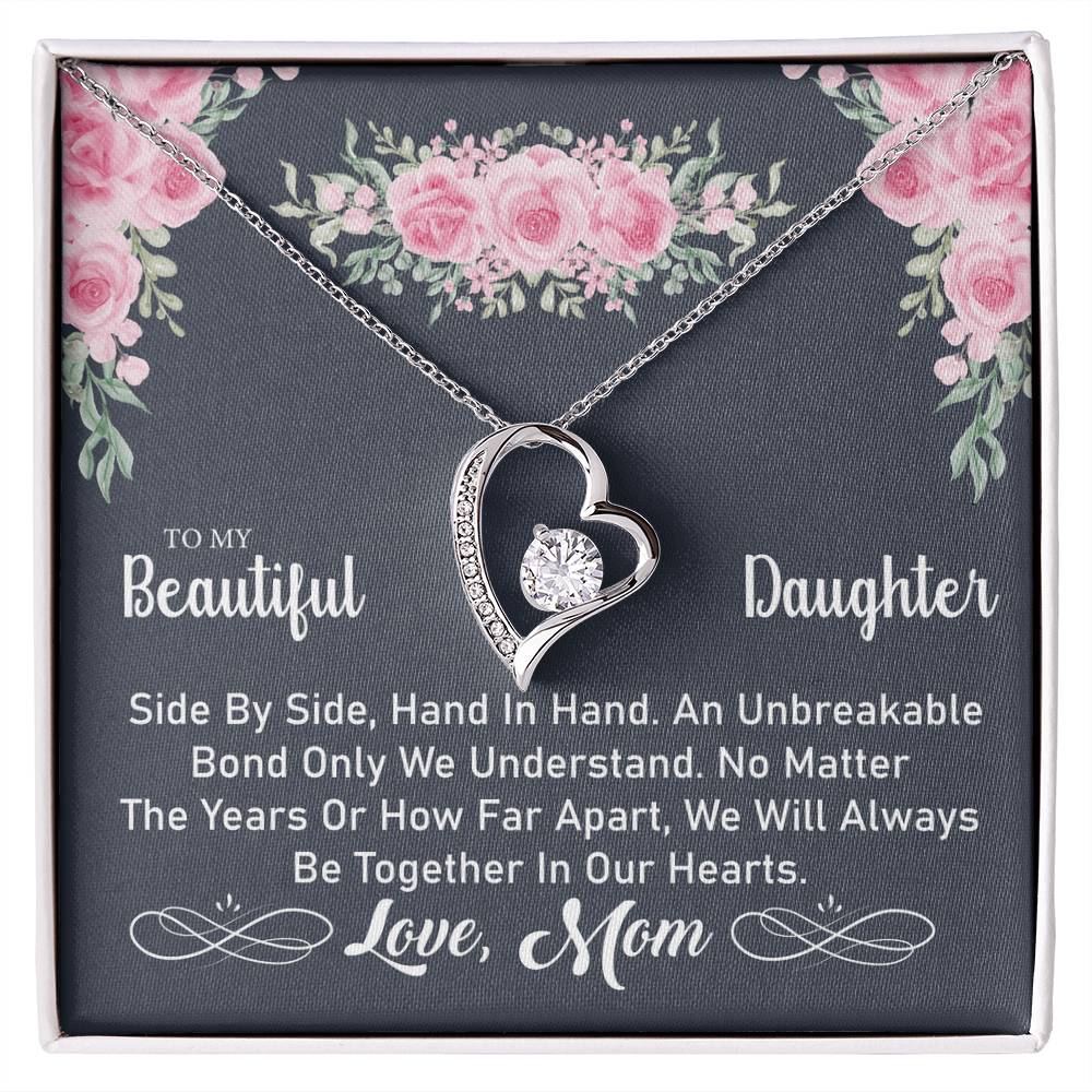 To My Daughter "An Unbreakable Bond" Heart Necklace