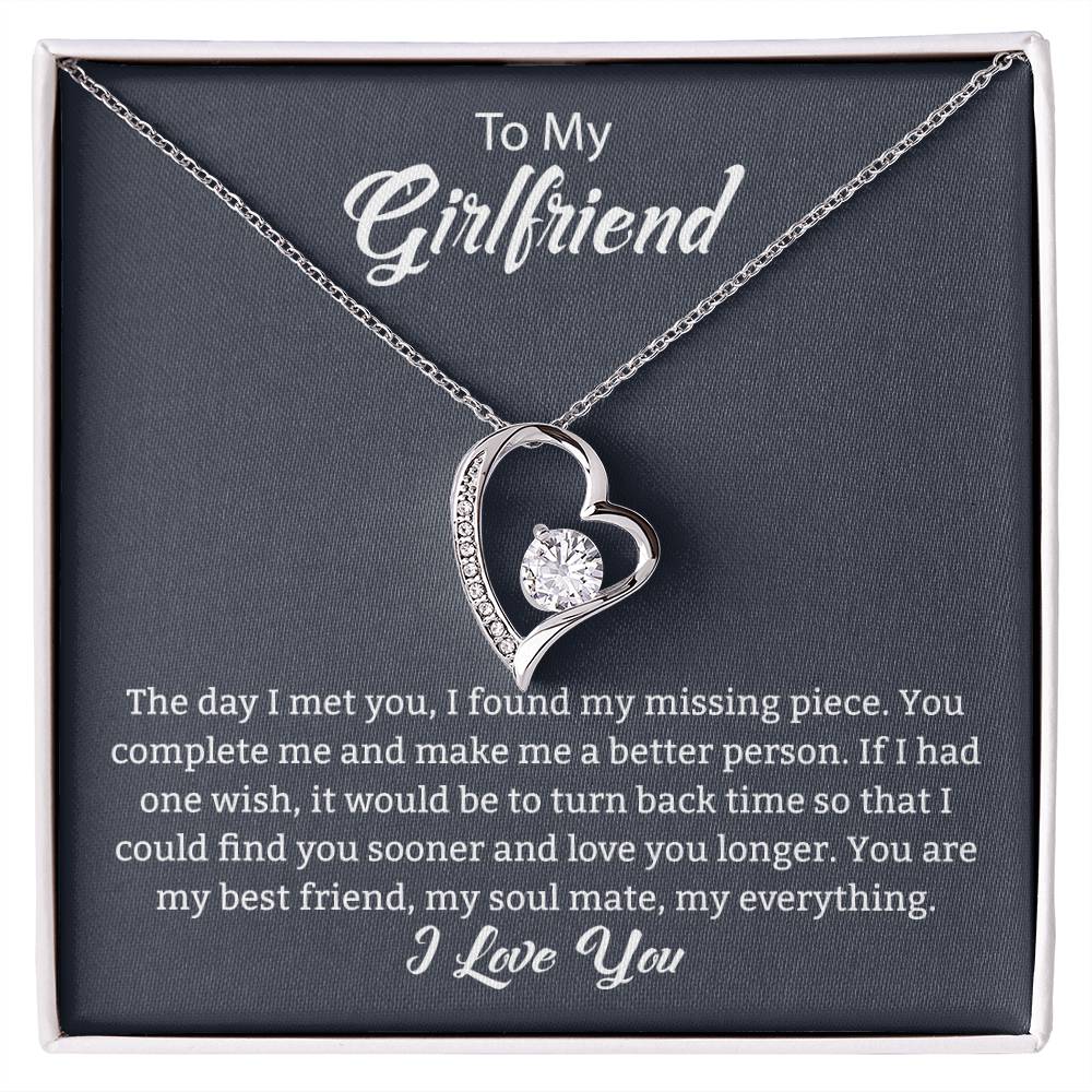 To My Girlfriend "You Complete Me" Heart Necklace