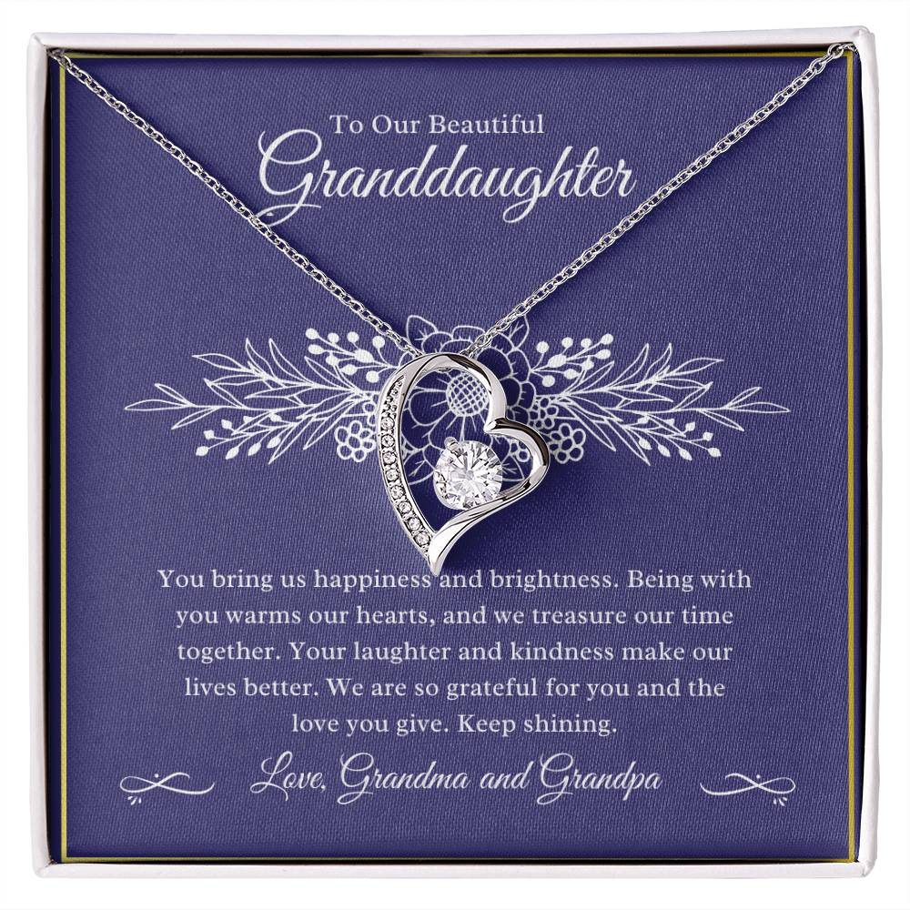 Gift For Granddaughter "You Bring Us Happiness" Heart Necklace