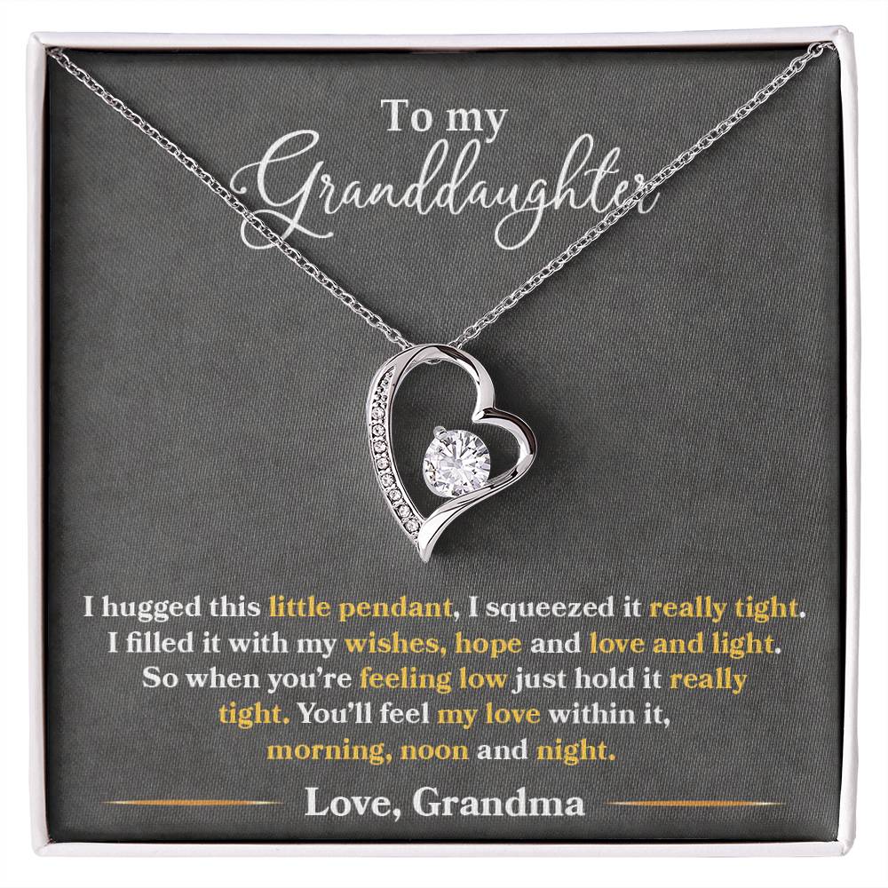 To My Granddaughter "You'll Feel My Love Within This" Heart Necklace