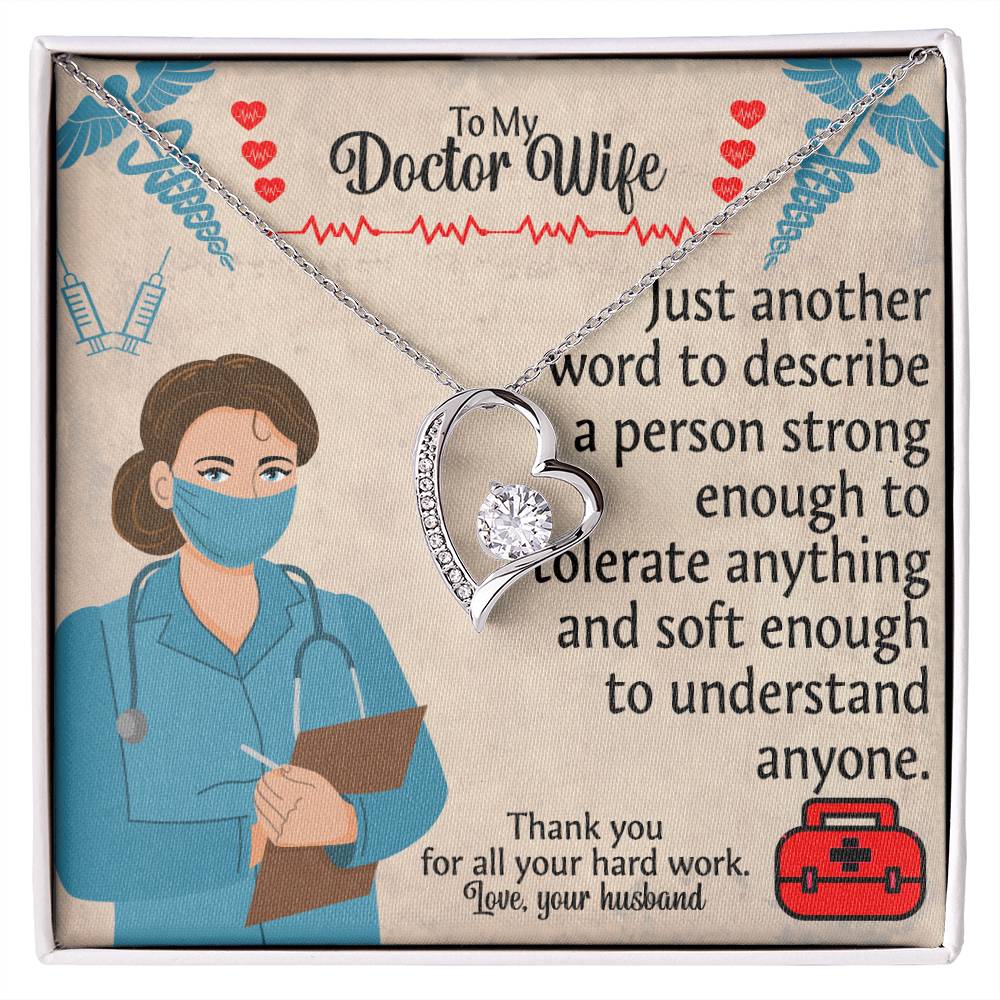 To My Doctor Wife "Thank You" Heart Necklace