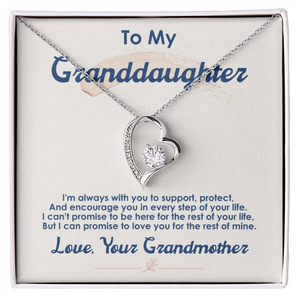 To My Granddaughter "I Love You For The Rest Of My Life" Heart Necklace