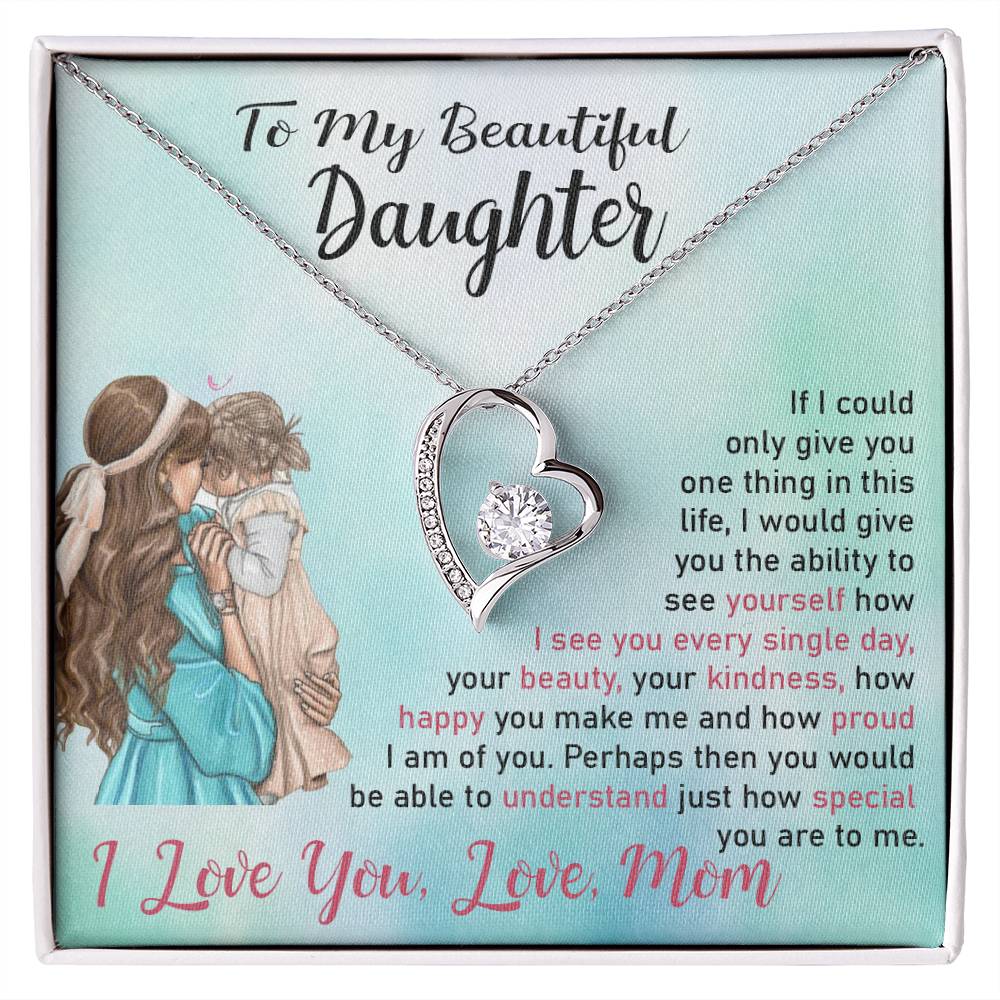 To My Daughter "I Love You" Heart Necklace