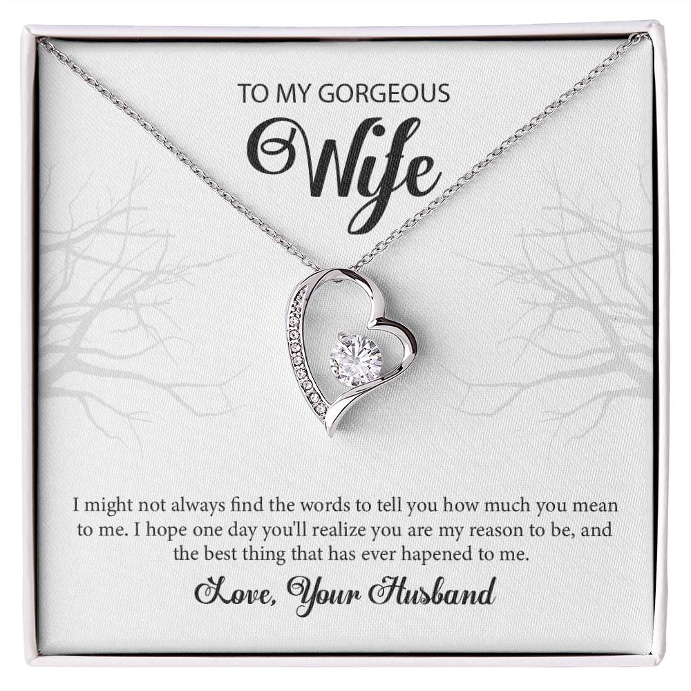 To My Gorgeous Wife "You're The Best" Heart Necklace
