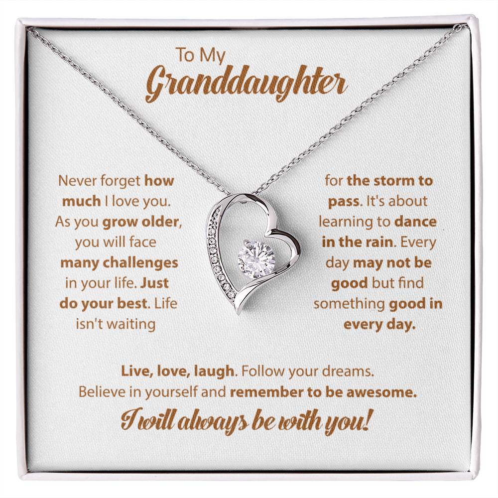 To My Granddaughter "I Will Always Be With You" Heart Necklace