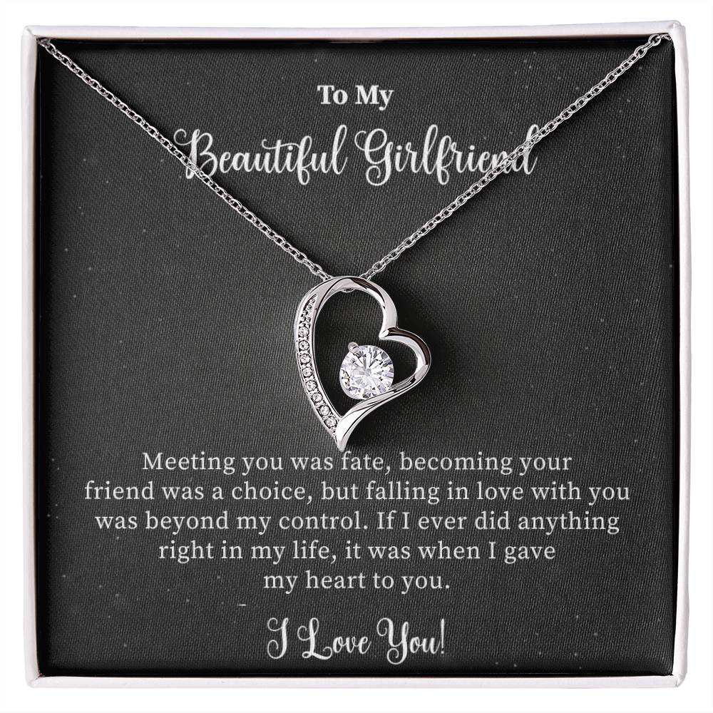 Gift For Girlfriend "Meeting You Was Fate" Heart Necklace