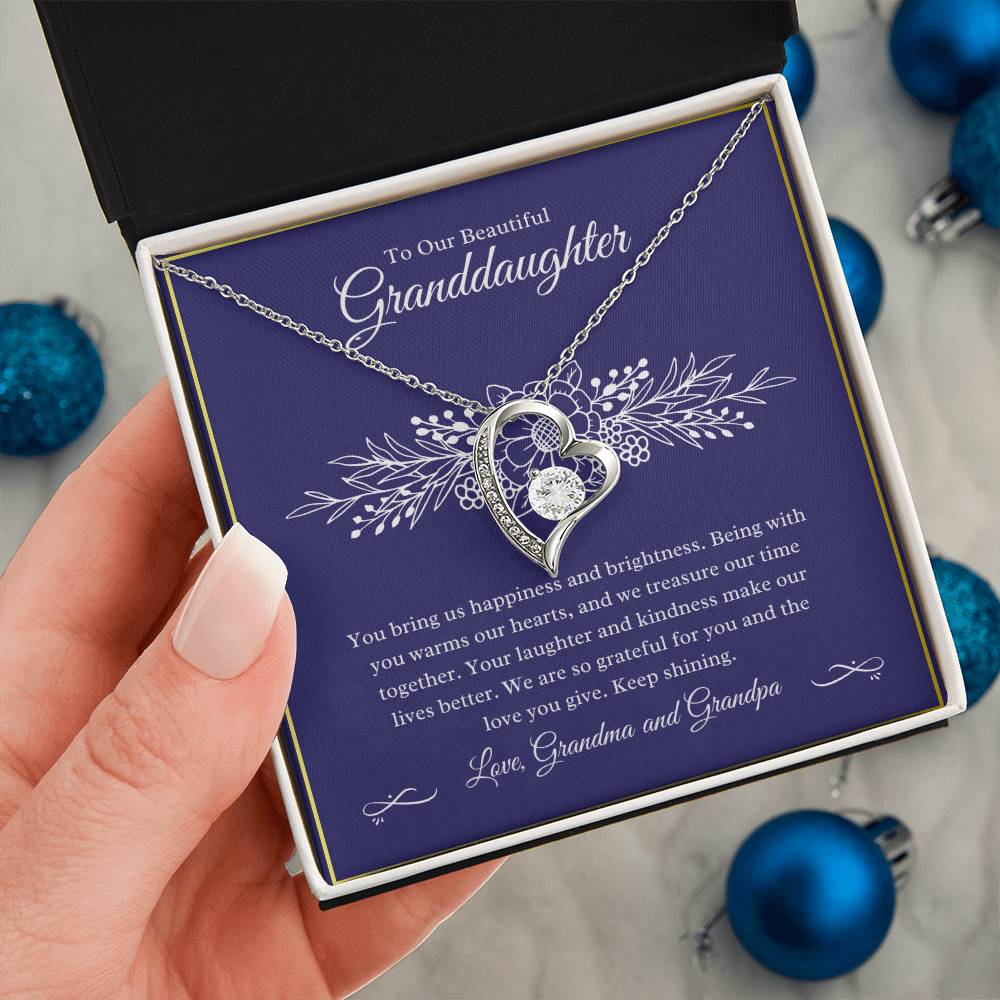 Gift For Granddaughter "You Bring Us Happiness" Heart Necklace