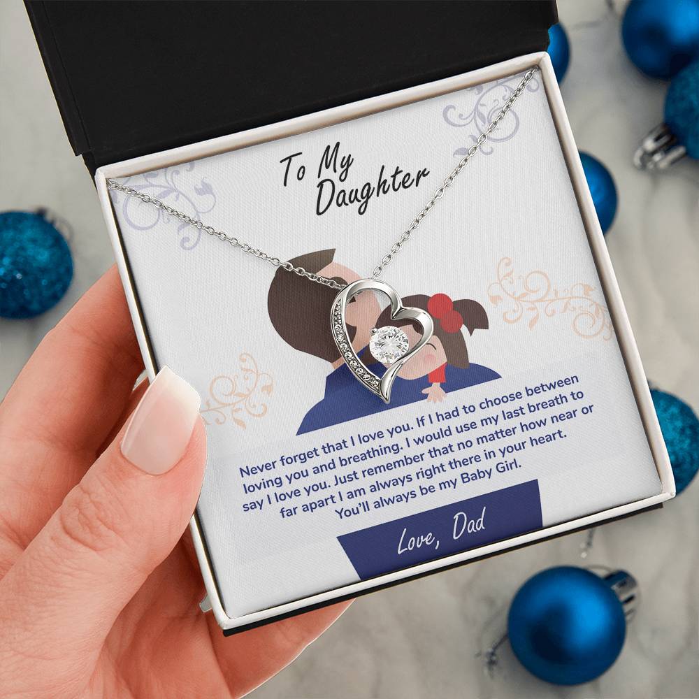 To My Daughter "You'll Always Be My Baby Girl" Heart Necklace